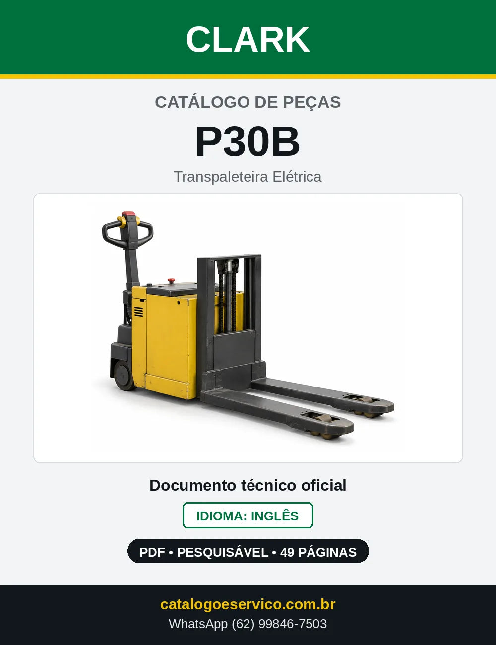 Catálogo de Peças Transpaleteira Elétrica Clark P30B (P0030B) — capa