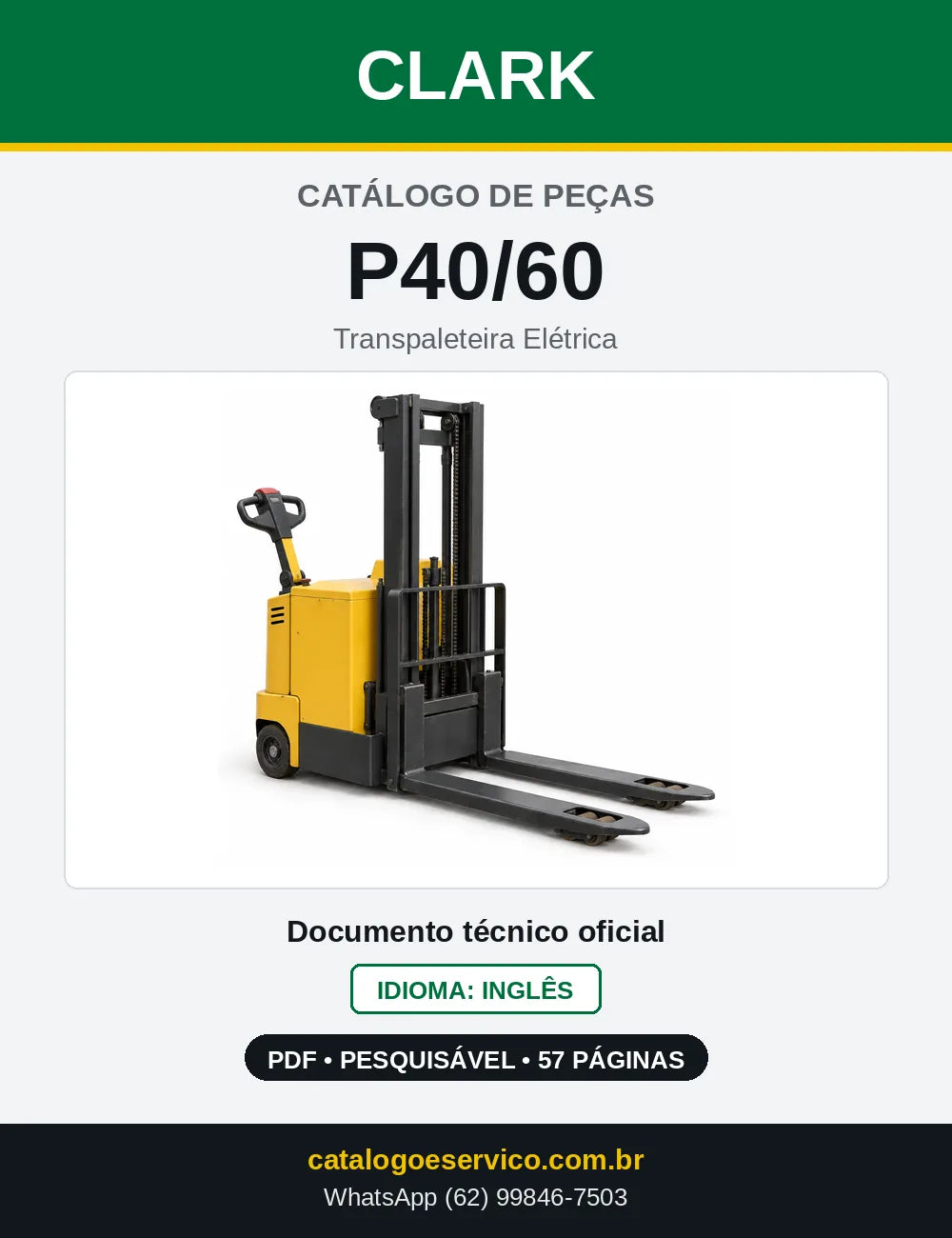 Catálogo de Peças Transpaleteira Elétrica Clark P40/60 (P0465) — capa