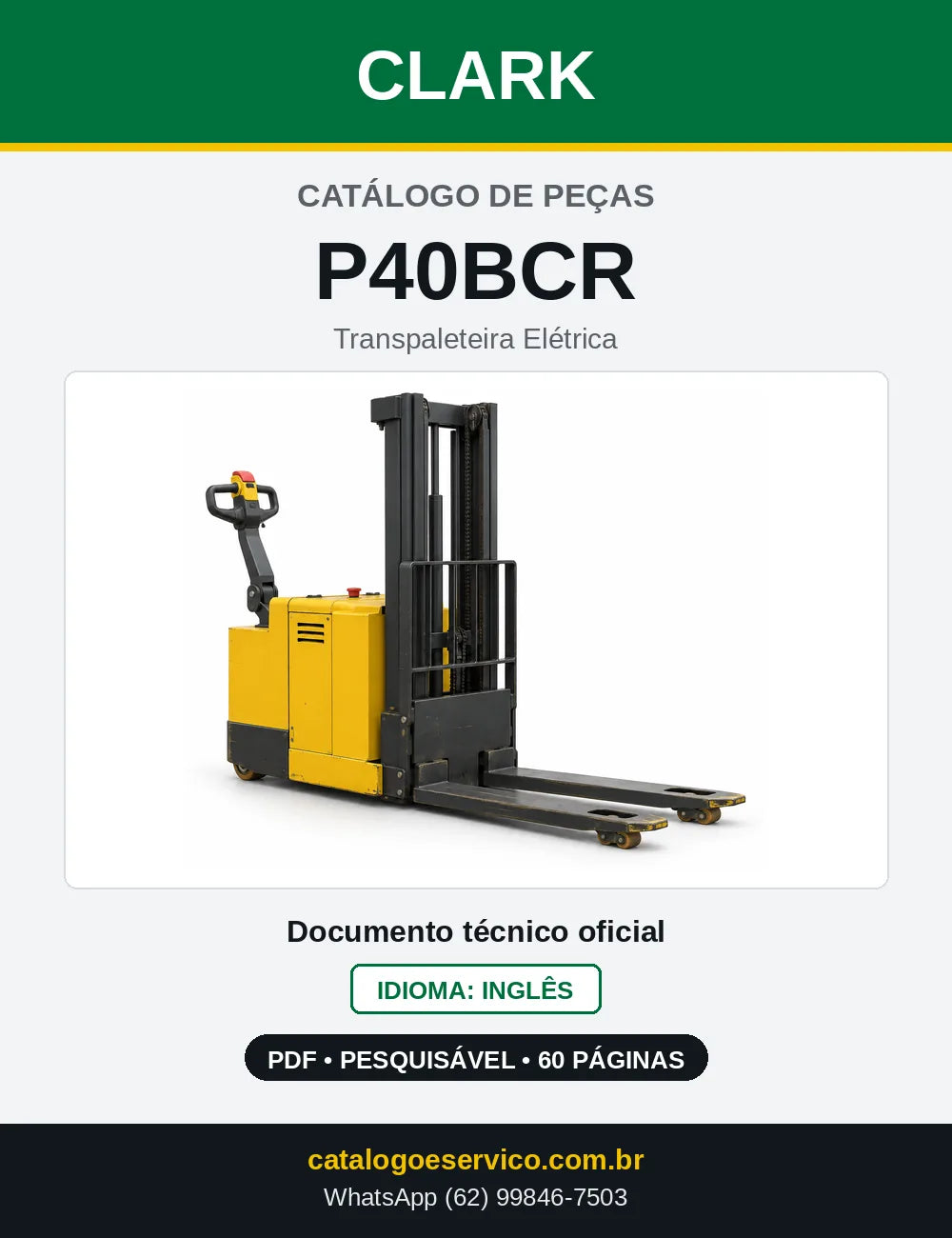 Catálogo de Peças Transpaleteira Elétrica Clark P40BCR (P0040BCR) — capa