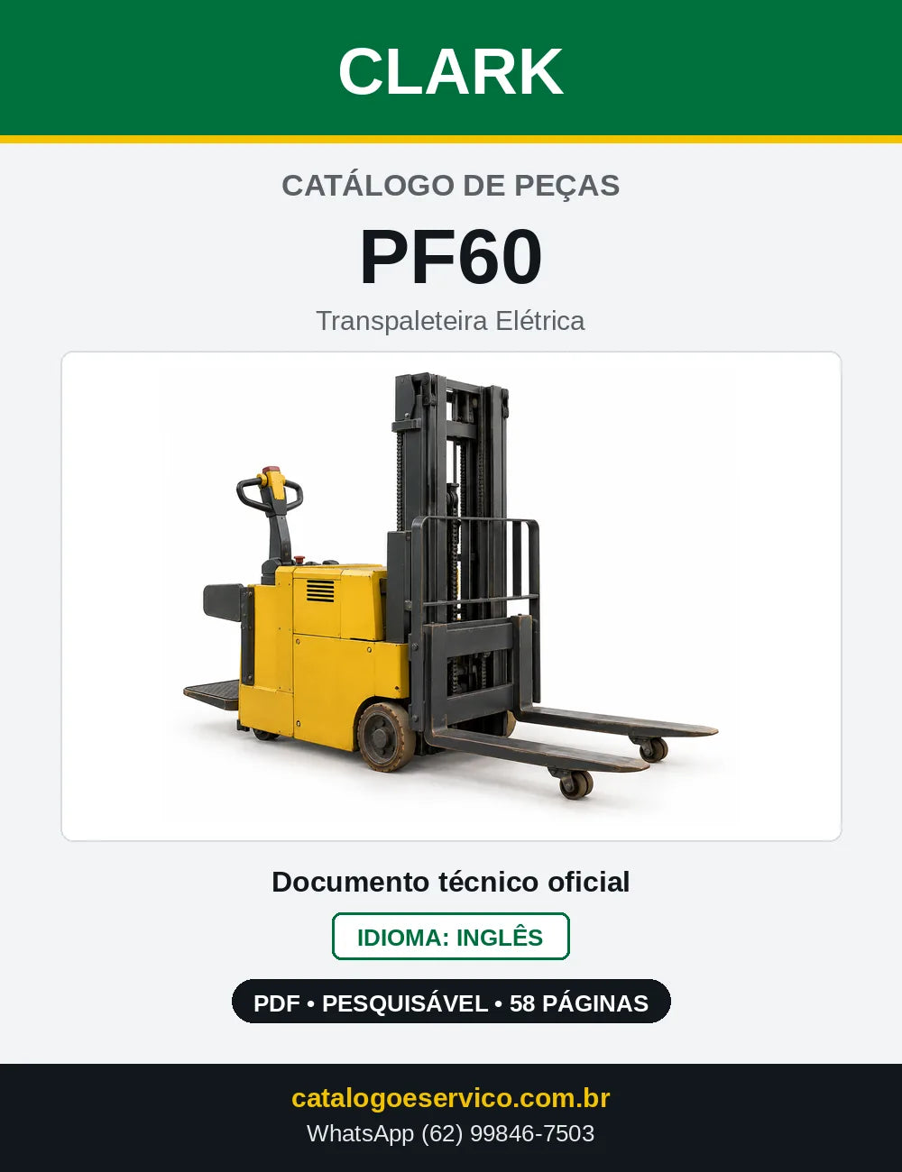 Catálogo de Peças Transpaleteira Elétrica Clark PF60 (PF0060) — capa