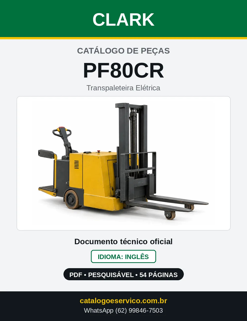 Catálogo de Peças Transpaleteira Elétrica Clark PF80CR (PF0080CR) — capa