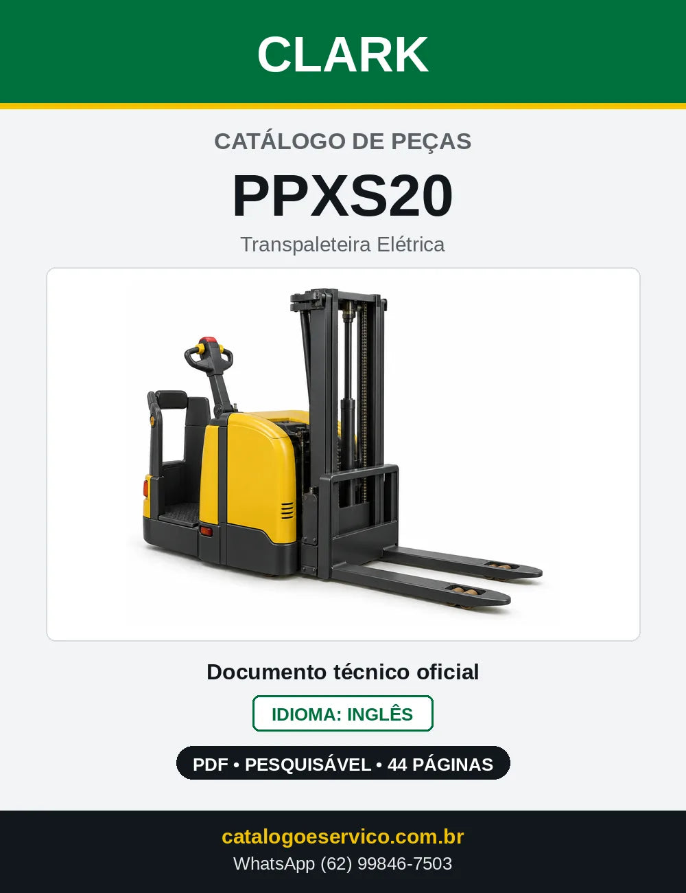 Catálogo de Peças Transpaleteira Elétrica Clark PPXS20 (PPXS0020) — capa