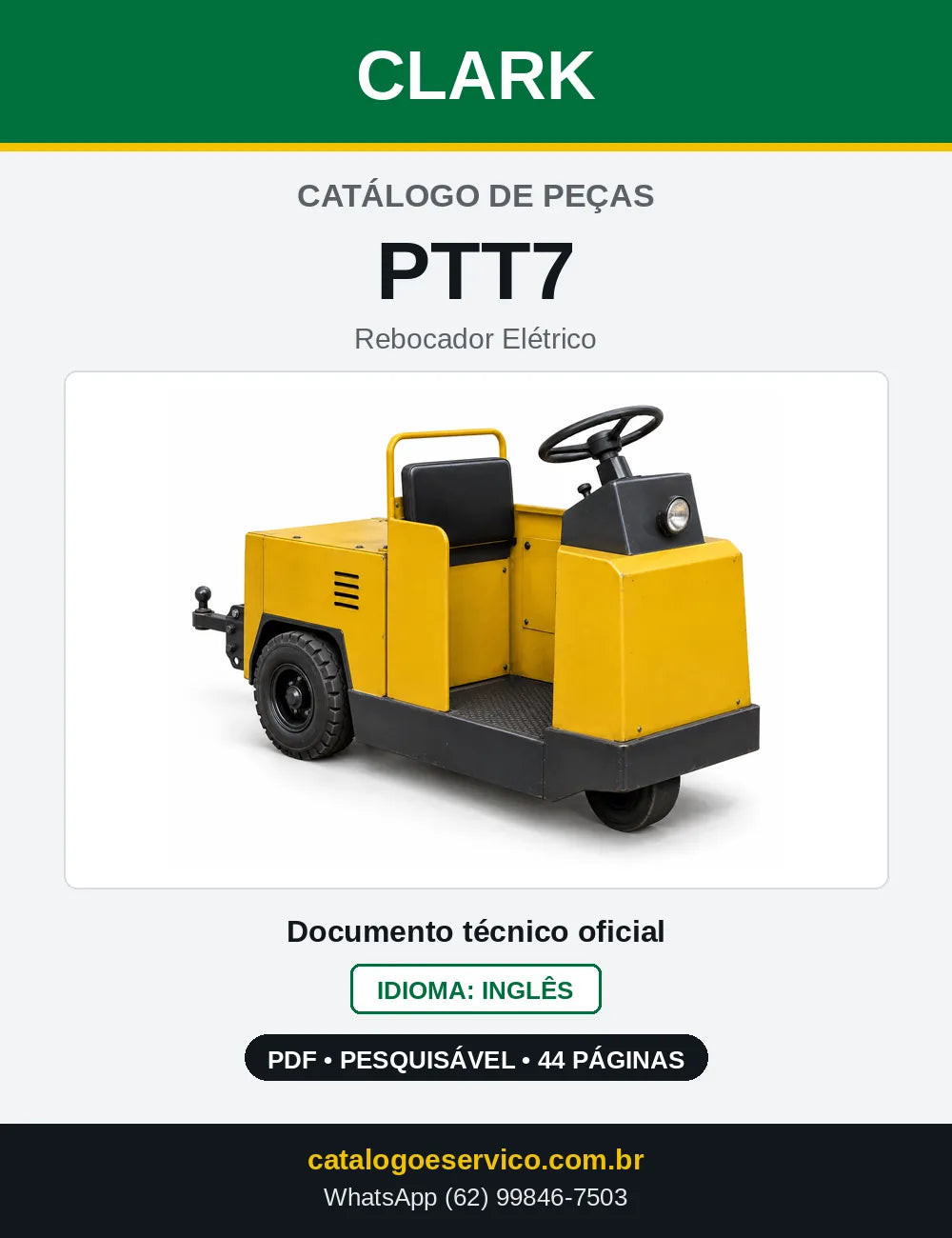 Catálogo de Peças Rebocador Elétrico Clark PTT7 (PTT0007) — capa