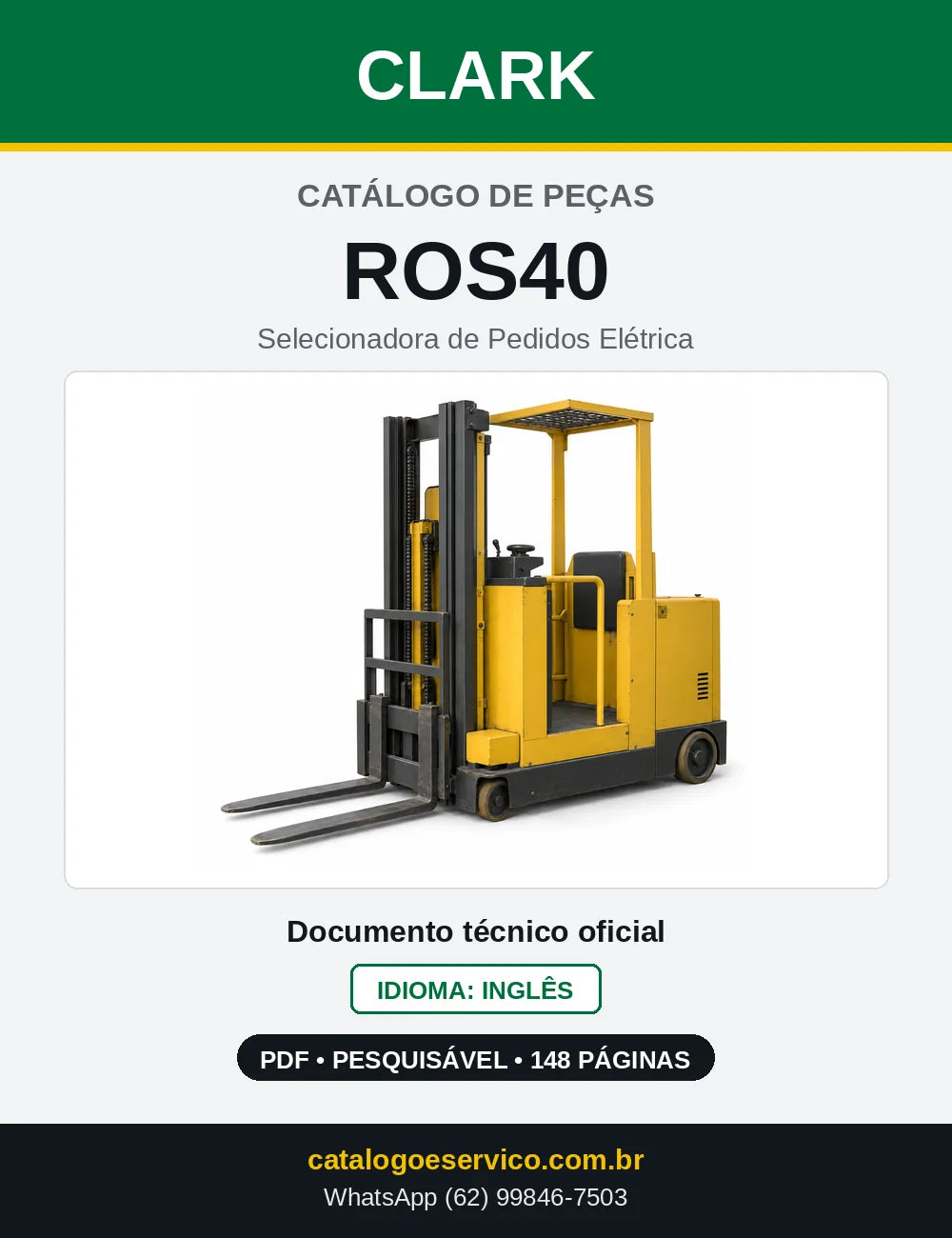 Catálogo de Peças Selecionadora de Pedidos Elétrica Clark ROS40 (ROS0040) — capa