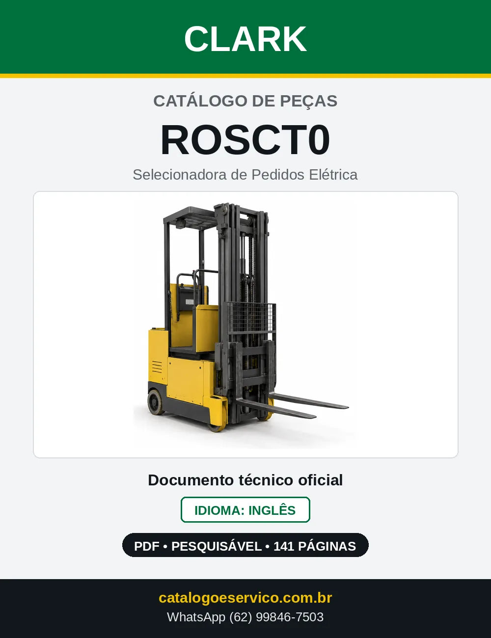Catálogo de Peças Selecionadora de Pedidos Elétrica Clark ROSCT0 (ROSCT0000) — capa