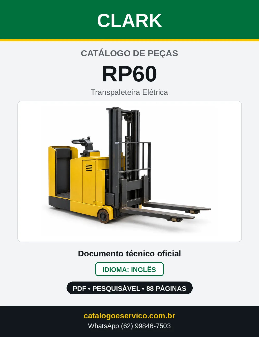 Catálogo de Peças Transpaleteira Elétrica Clark RP60 (RP0060) — capa
