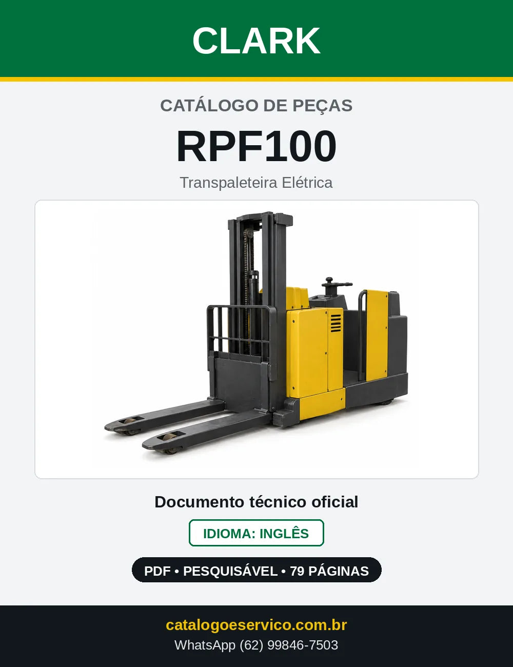Catálogo de Peças Transpaleteira Elétrica Clark RPF100 (RPF0100) — capa