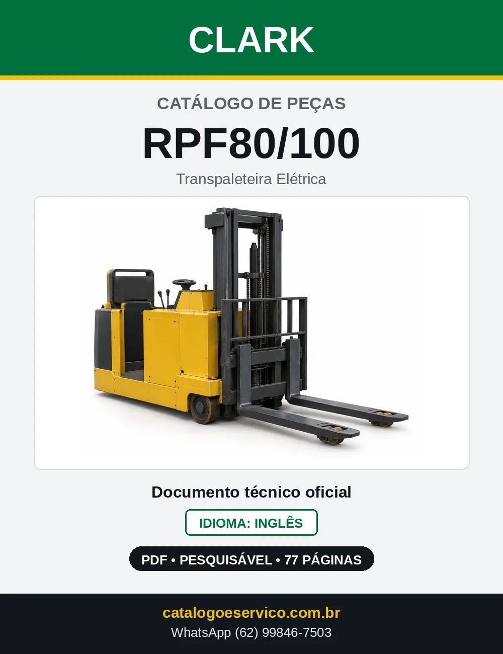 Catálogo de Peças Transpaleteira Elétrica Clark RPF80/100 (RPF0811) — capa