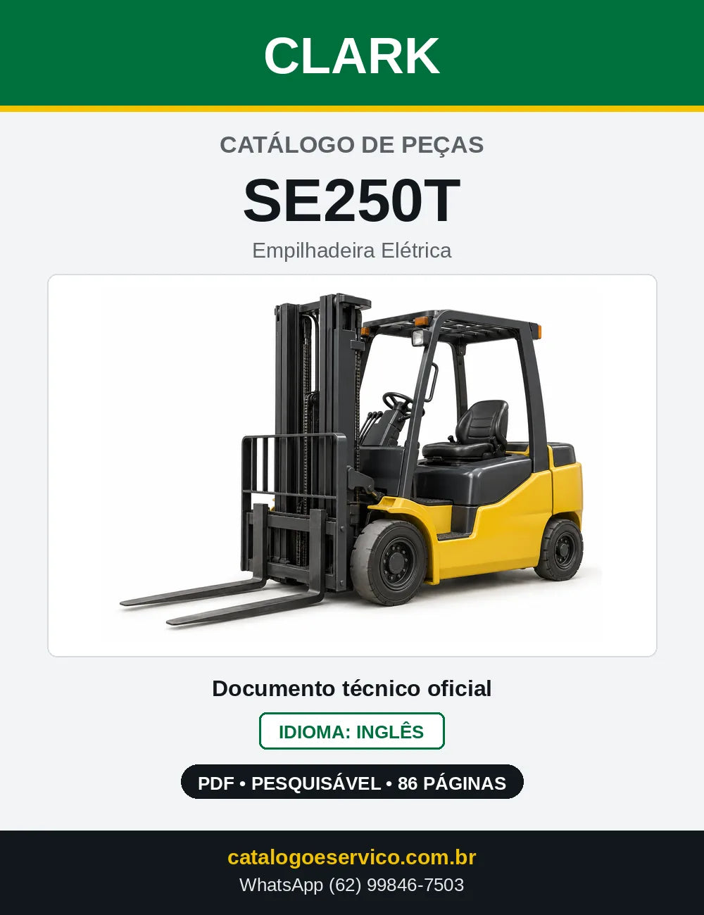 Catálogo de Peças Empilhadeira Elétrica Clark SE250T (SE0250T) — capa