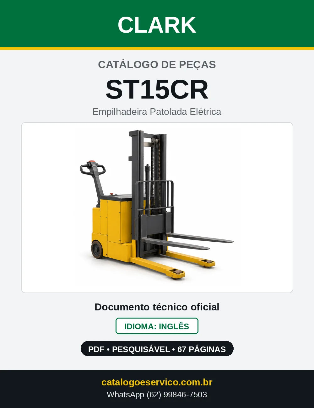 Catálogo de Peças Empilhadeira Patolada Elétrica Clark ST15CR (ST0015CR) — capa
