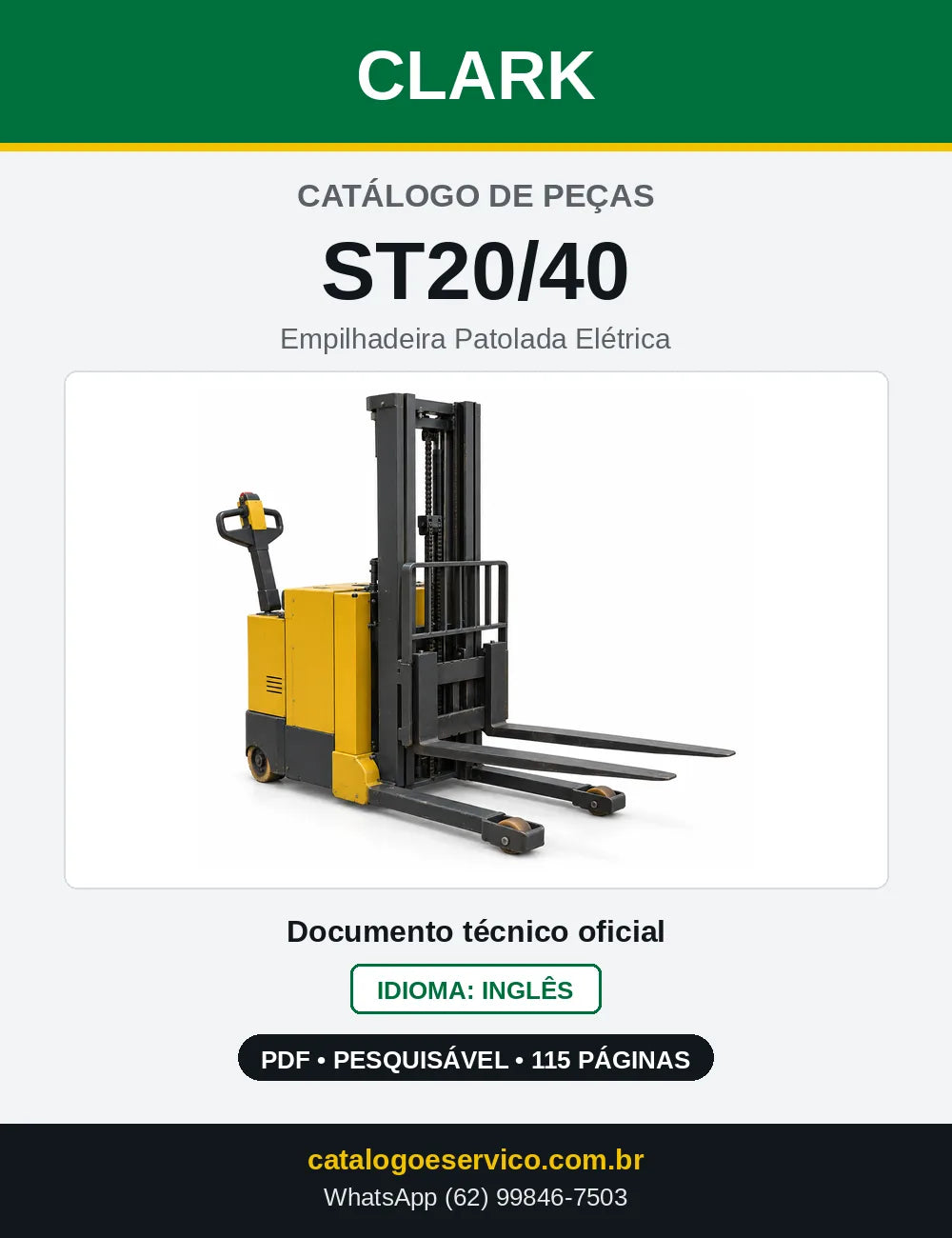 Catálogo de Peças Empilhadeira Patolada Elétrica Clark ST20/40 (ST0245) — capa