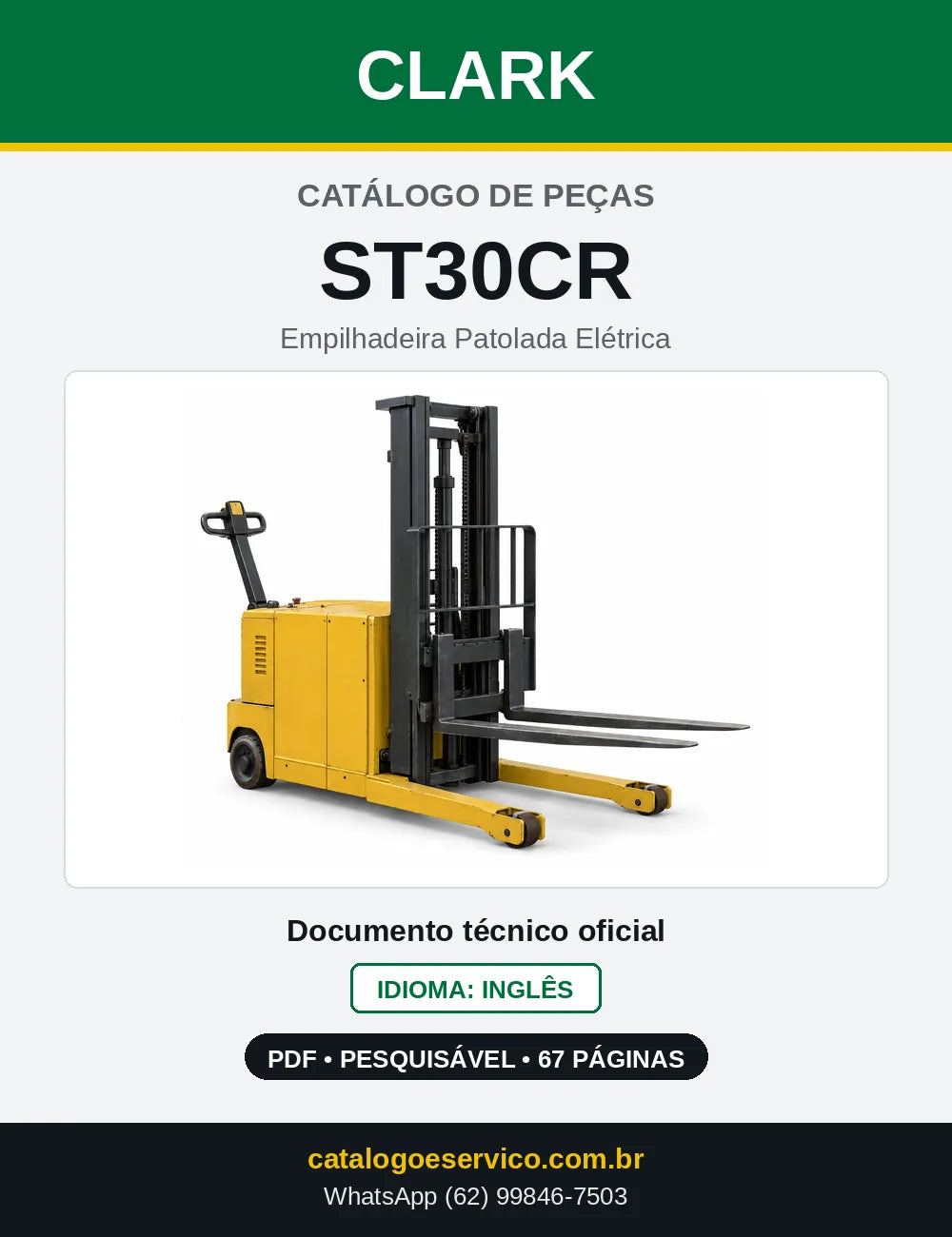 Catálogo de Peças Empilhadeira Patolada Elétrica Clark ST30CR (ST0030CR) — capa