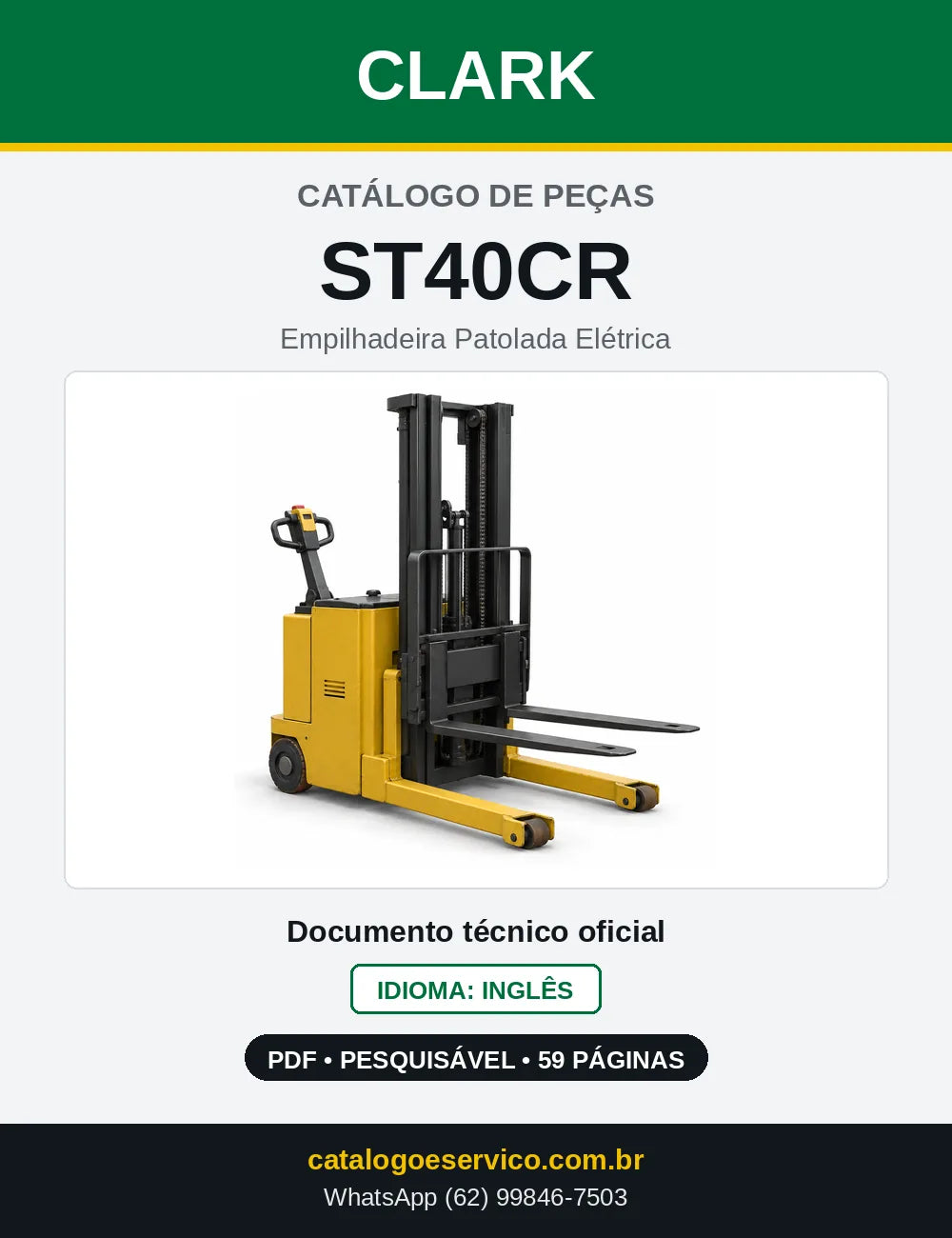 Catálogo de Peças Empilhadeira Patolada Elétrica Clark ST40CR (ST0040CR) — capa