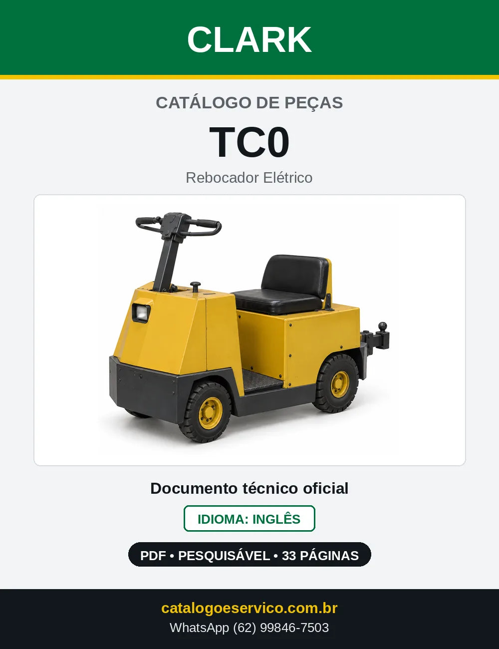 Catálogo de Peças Rebocador Elétrico Clark TC0 (TC0000) — capa