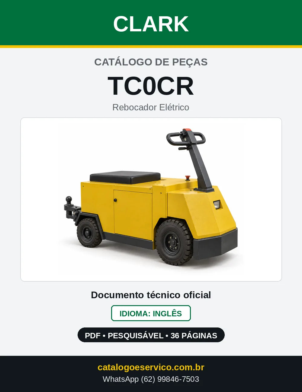 Catálogo de Peças Rebocador Elétrico Clark TC0CR (TC0000CR) — capa