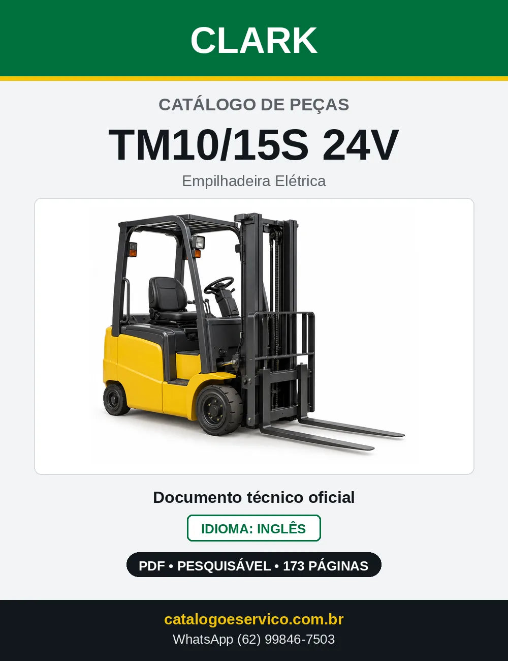 Catálogo de Peças Empilhadeira Elétrica Clark TM10/15S 24V (TM0127) — capa