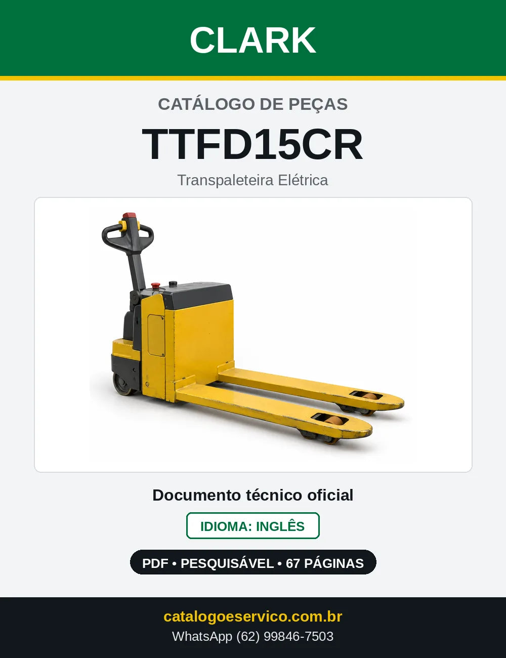 Catálogo de Peças Transpaleteira Elétrica Clark TTFD15CR (TTFD0015CR) — capa