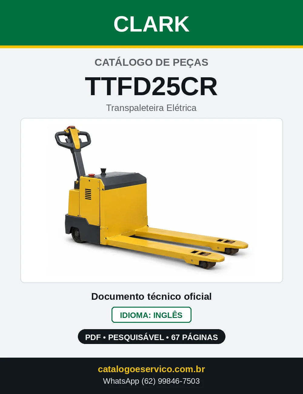 Catálogo de Peças Transpaleteira Elétrica Clark TTFD25CR (TTFD0025CR) — capa