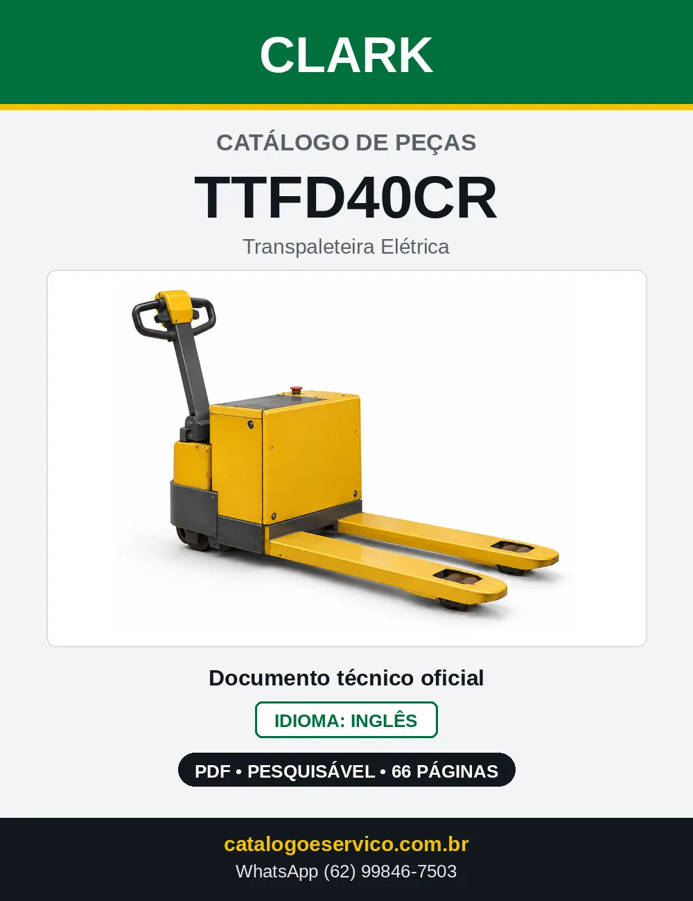 Catálogo de Peças Transpaleteira Elétrica Clark TTFD40CR (TTFD0040CR) — capa