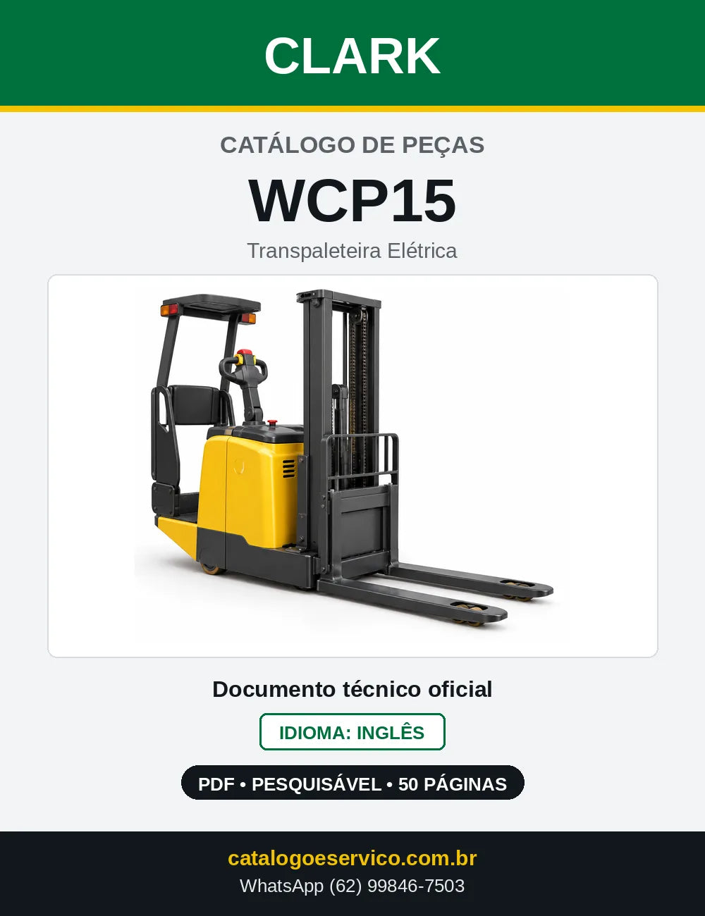 Catálogo de Peças Transpaleteira Elétrica Clark WCP15 (WCP0015) — capa