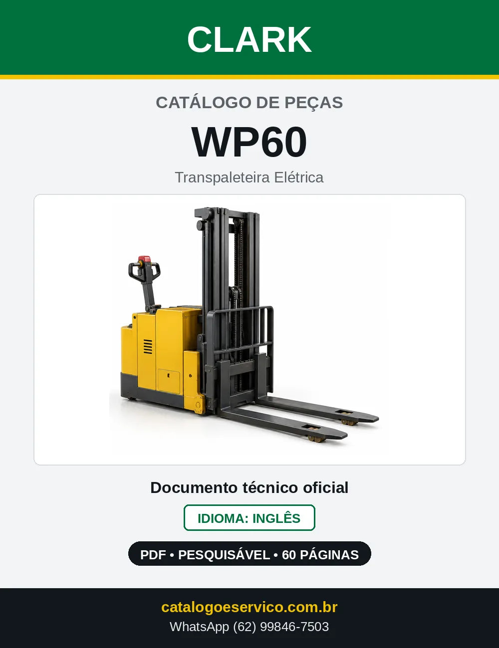 Catálogo de Peças Transpaleteira Elétrica Clark WP60 (WP0060) — capa