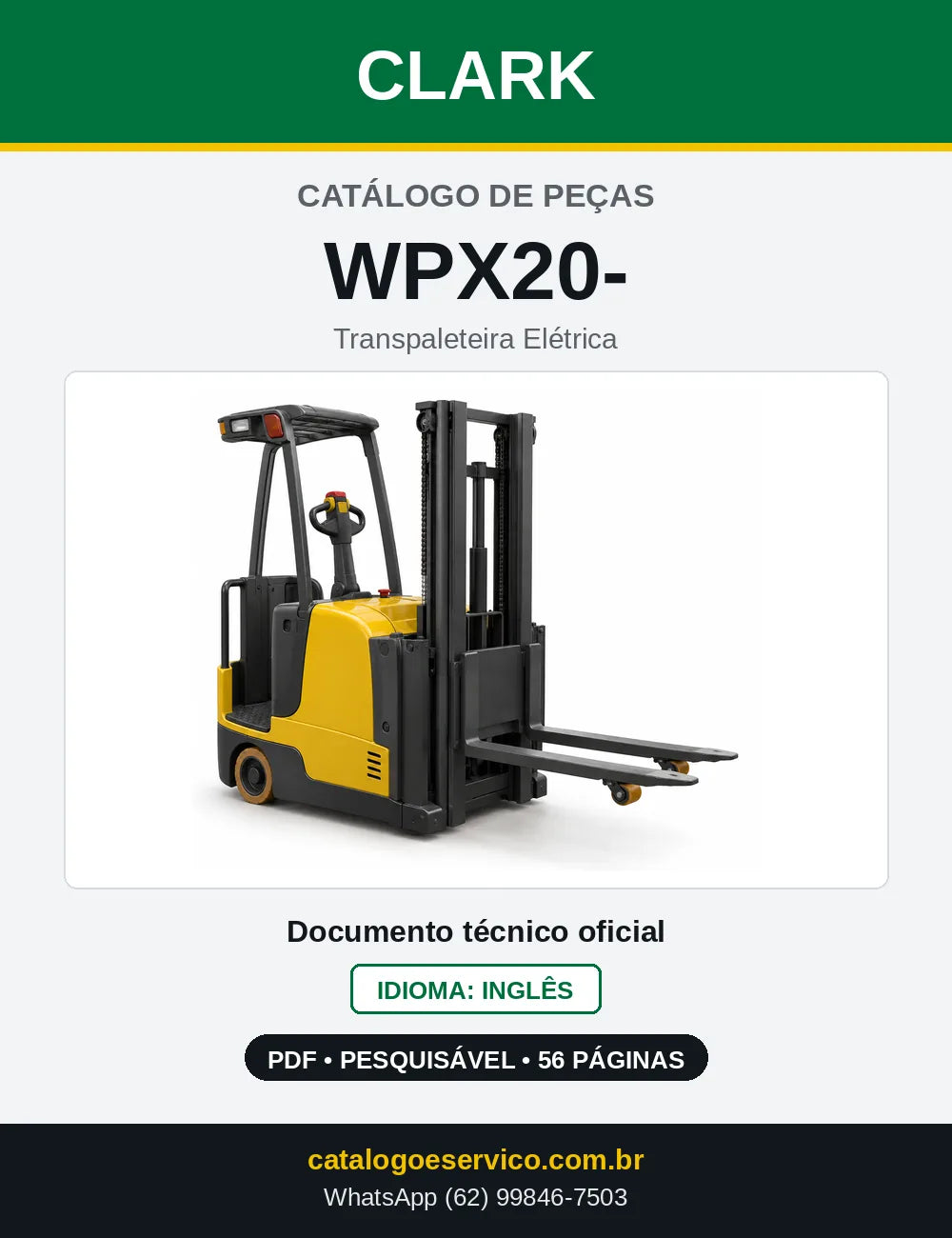 Catálogo de Peças Transpaleteira Elétrica Clark WPX20- (WPX0020) — capa