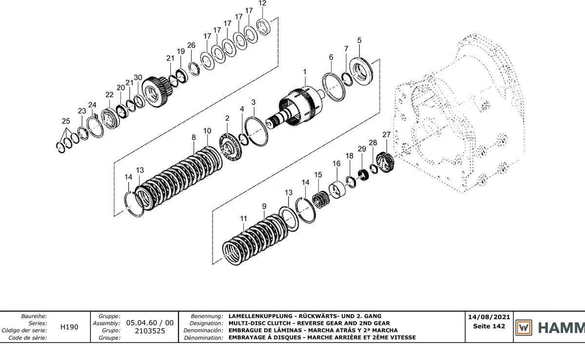 Catálogo de Peças HAMM GRW 10 / GRW 15 / GRW 18 — vista interna 1
