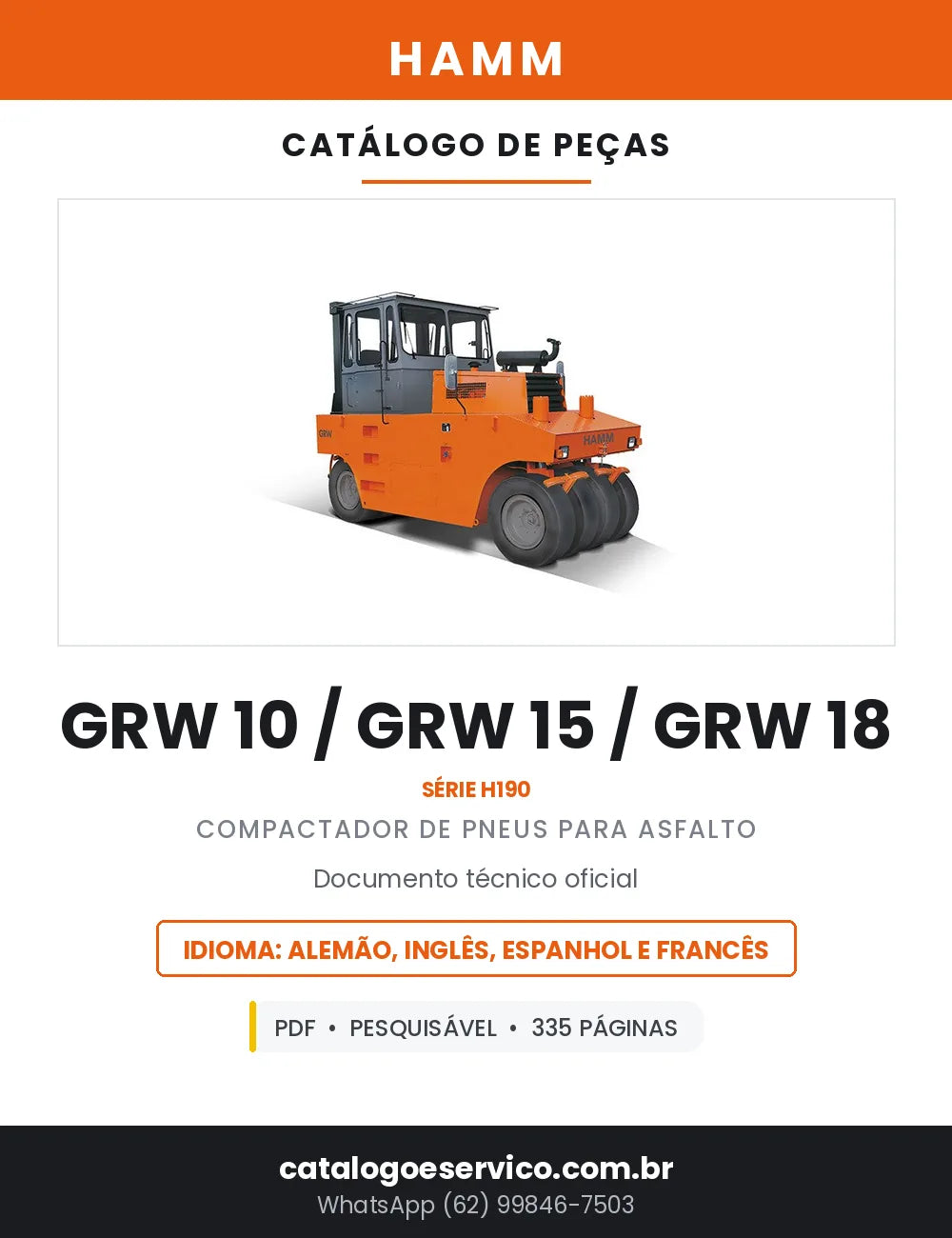 Catálogo de Peças HAMM GRW 10, GRW 15 e GRW 18 Compactador de Pneus — 335 Páginas em PDF — capa