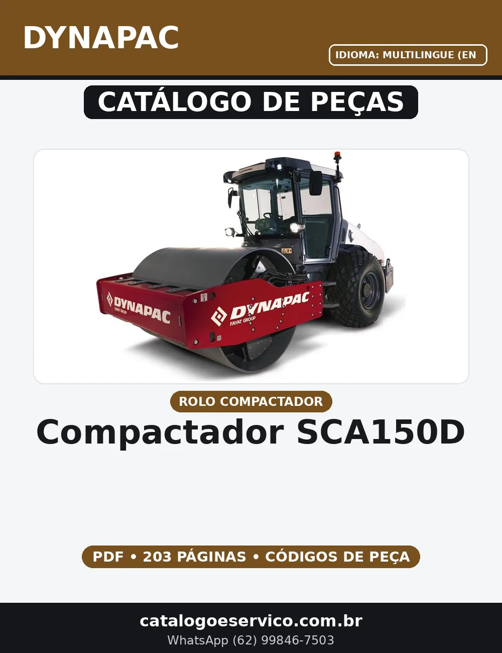 CATALOGO DE PEÇAS COMPACTADOR SCA150D DYNAPAC — capa do catálogo de peças