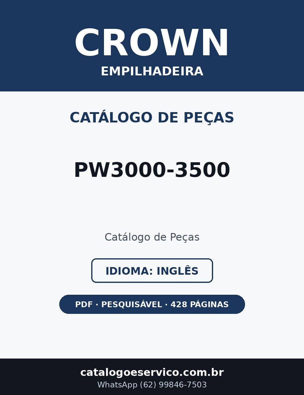 Catálogo de Peças Crown PW3000-3500 — Empilhadeira (Inglês)