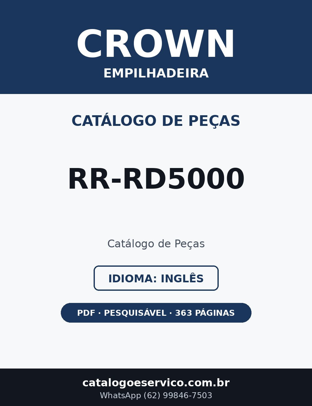 Catálogo de Peças Crown RR-RD5000 — Empilhadeira (Inglês)
