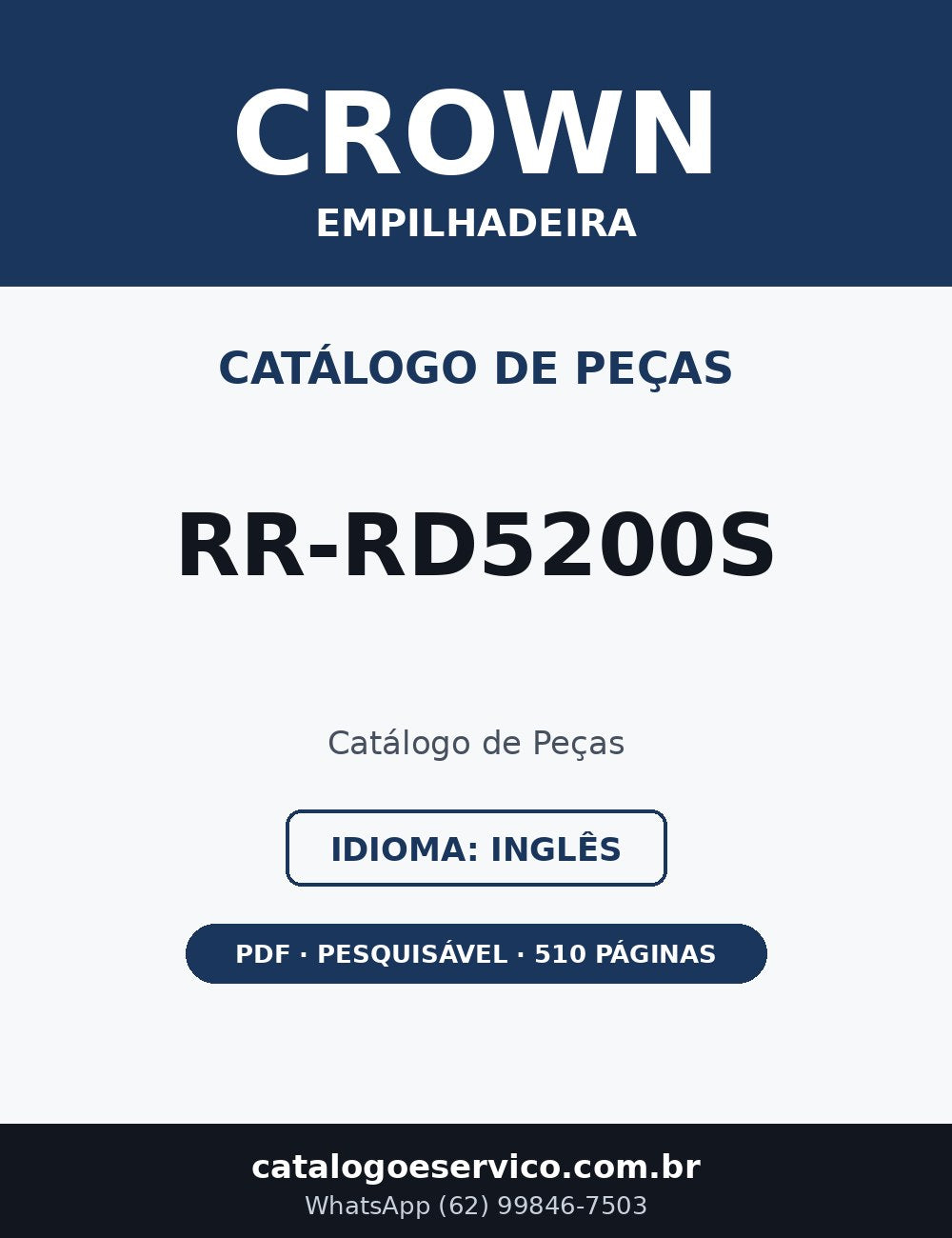 Catálogo de Peças Crown RR-RD5200S — Empilhadeira (Inglês)