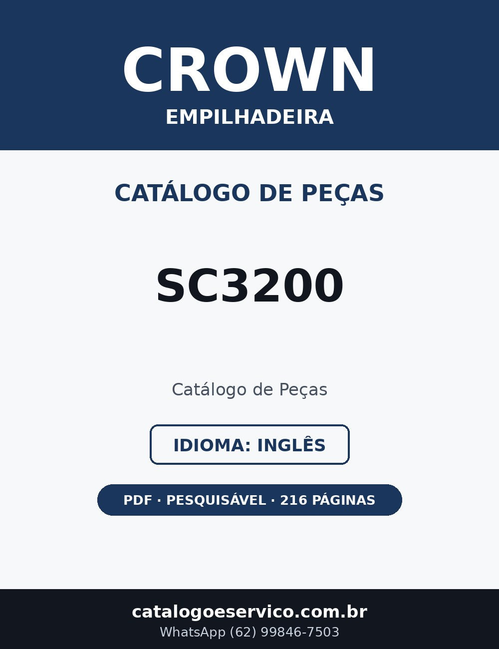 Catálogo de Peças Crown SC3200 — Empilhadeira (Inglês)