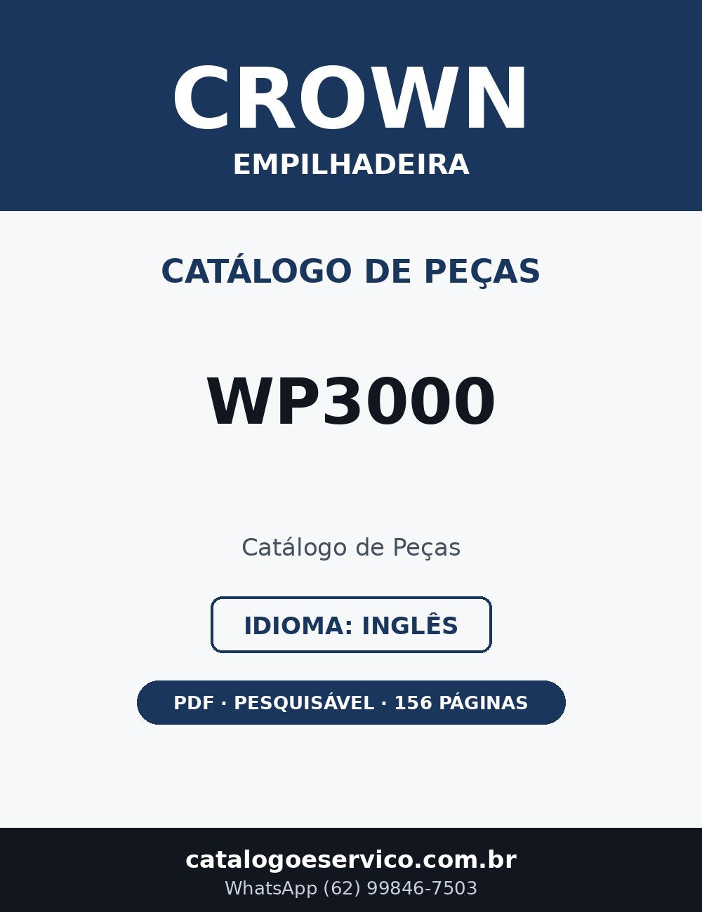 Catálogo de Peças Crown WP3000 — Empilhadeira (Inglês)