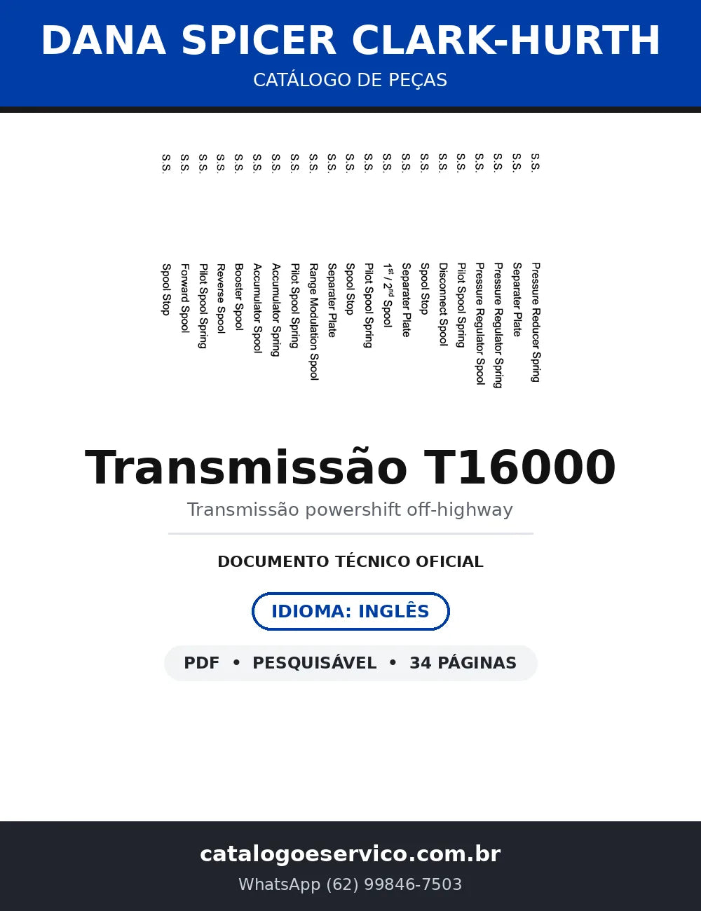 Catálogo de Peças Transmissão Dana Spicer Clark-Hurth T16000 Powershift Off-Highway — capa