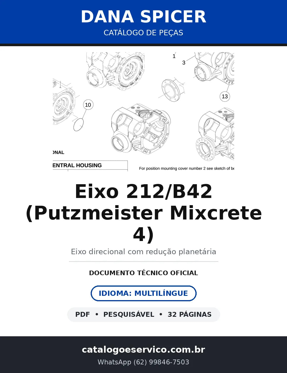 Catálogo de Peças Dana Spicer Eixo 212/B42 Putzmeister Mixcrete 4 (APL-4129) — capa