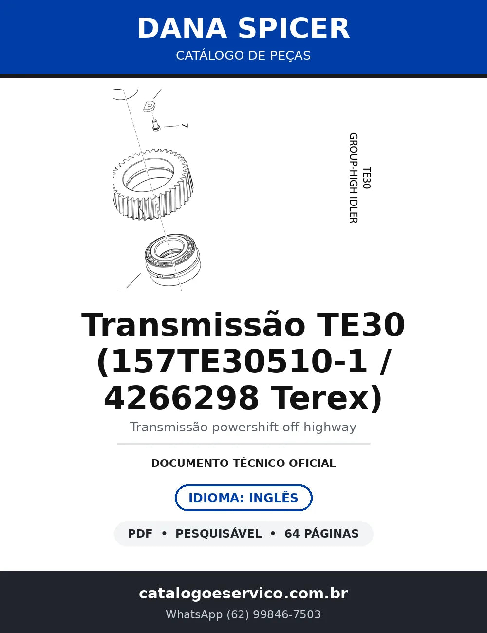 Catálogo de Peças Transmissão Dana Spicer TE30 157TE30510-1 — Terex Powershift — capa