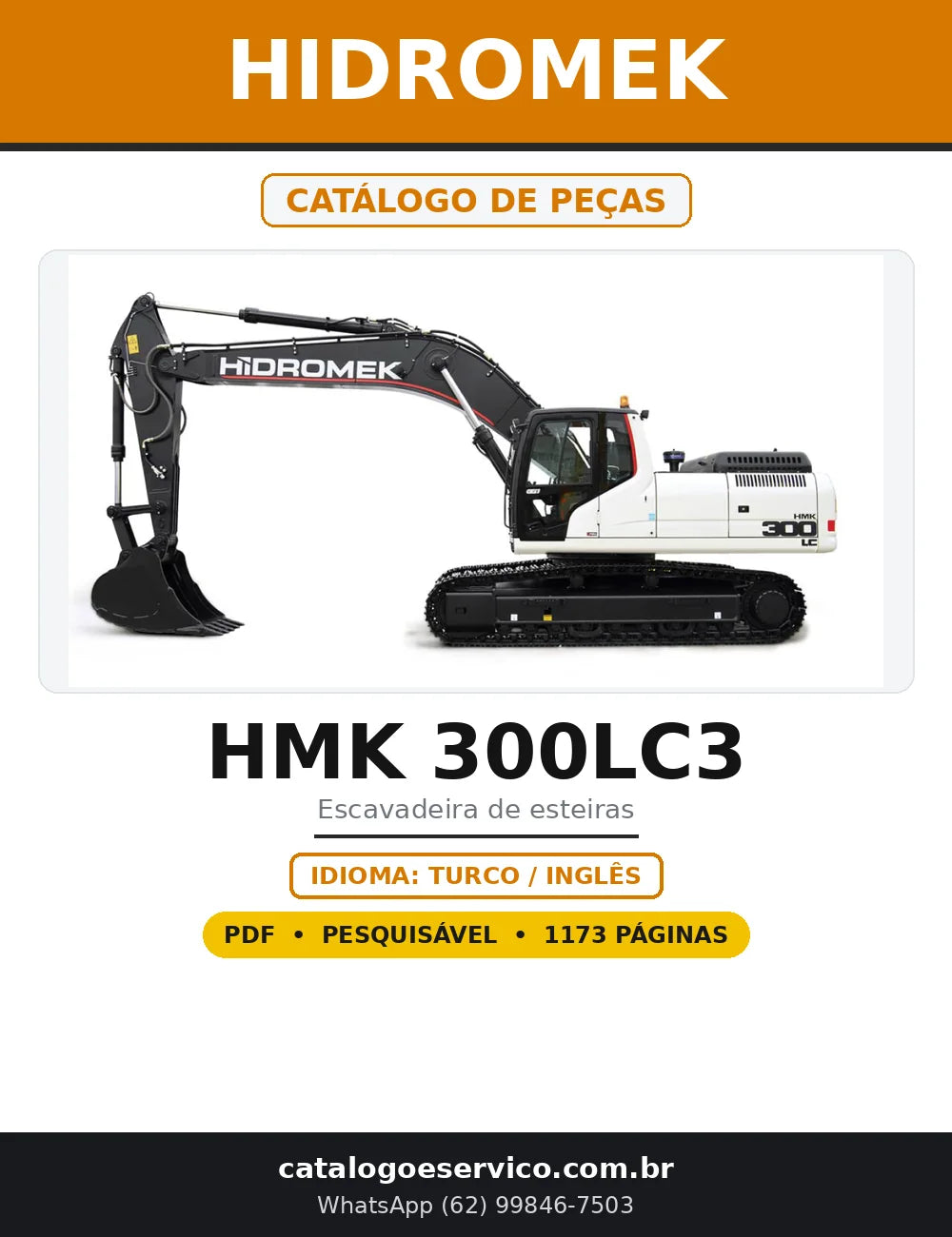 Capa do Catálogo de Peças Hidromek HMK 300LC3 em PDF com 1.173 páginas
