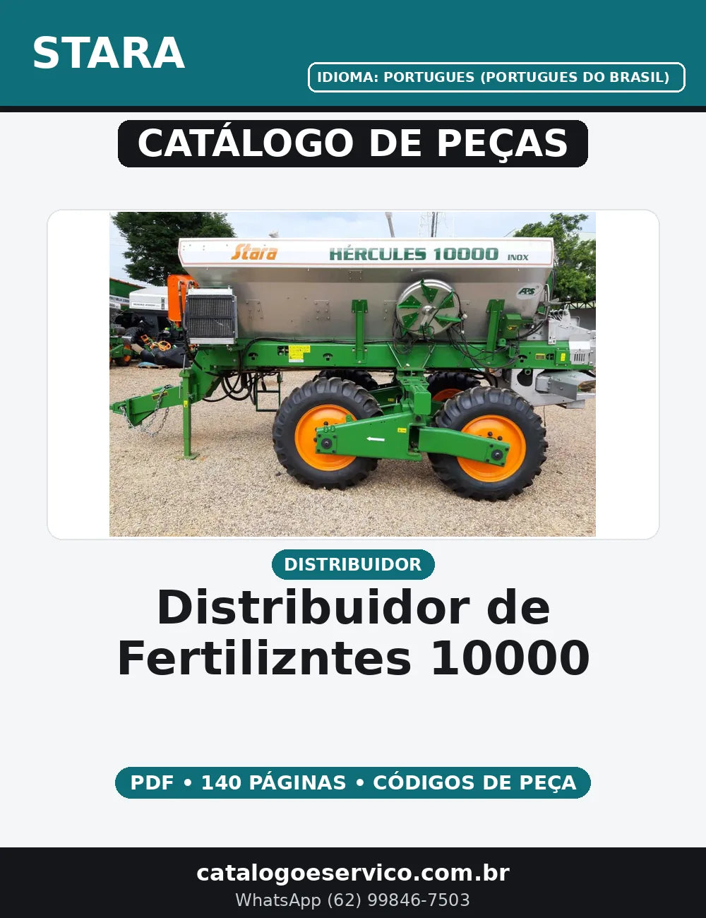 CATALOGO DE PEÇAS DISTRIBUIDOR DE FERTILIZNTES 10000 STARA HERCULES — capa do catálogo de peças