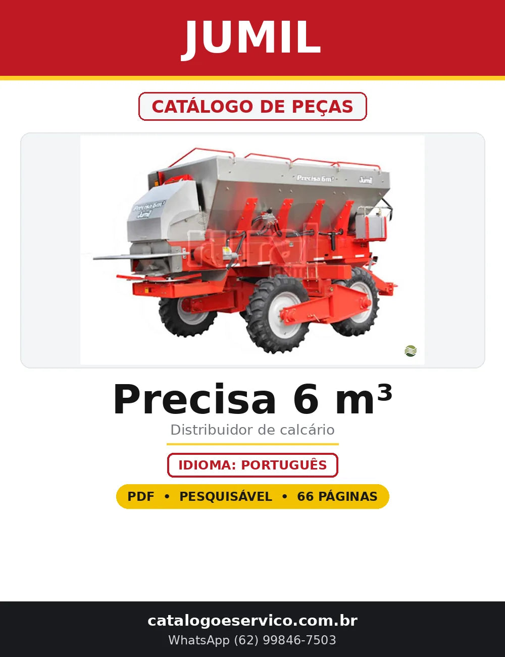 Capa do Catálogo de Peças Jumil Precisa 6 m³ em PDF com 66 páginas