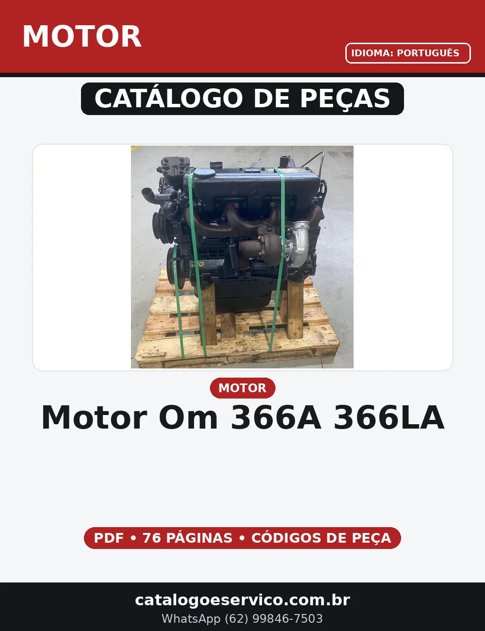 CATALOGO DE PEÇAS DO MOTOR OM - 366A - 366LA — capa do catálogo de peças