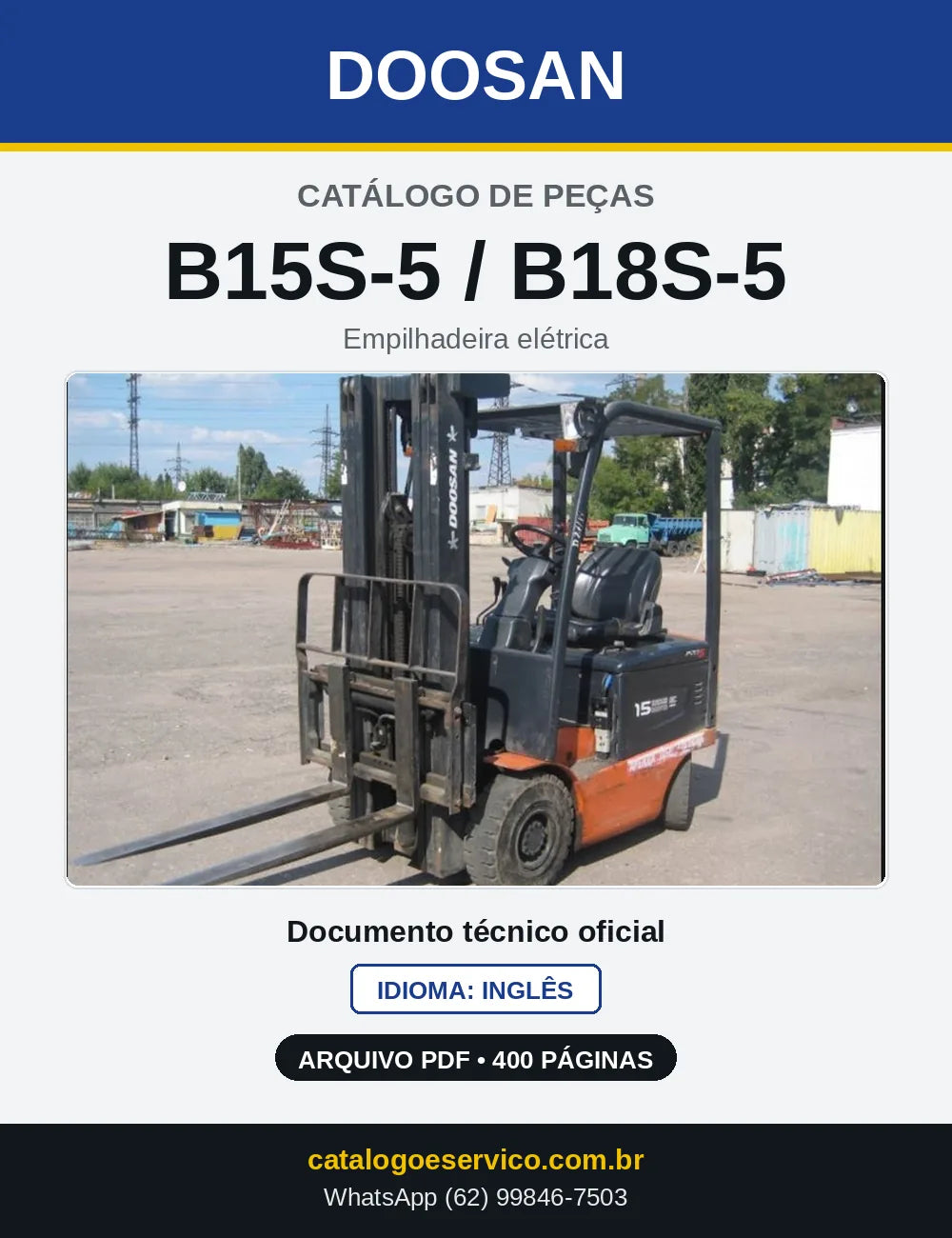 Capa do Catálogo de Peças Doosan B15S-5 / B18S-5 em PDF