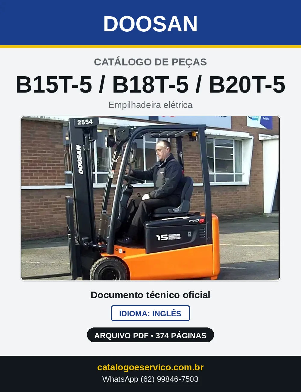 Capa do Catálogo de Peças Doosan B15T-5 / B18T-5 / B20T-5 em PDF