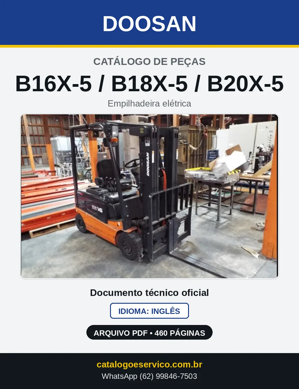 Capa do Catálogo de Peças Doosan B16X-5 / B18X-5 / B20X-5 em PDF