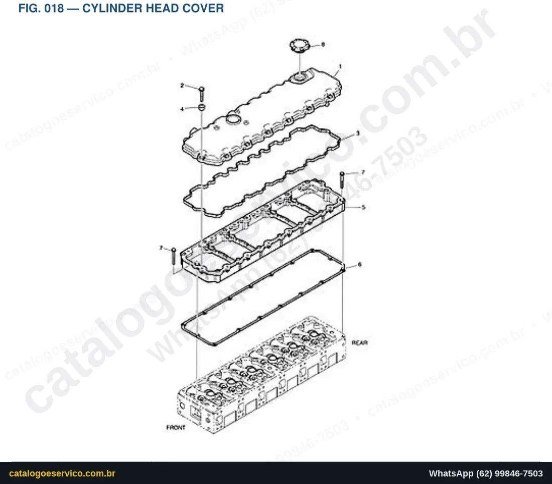 Vista explodida Cylinder Head Cover - Catálogo de Peças Doosan DX225LC