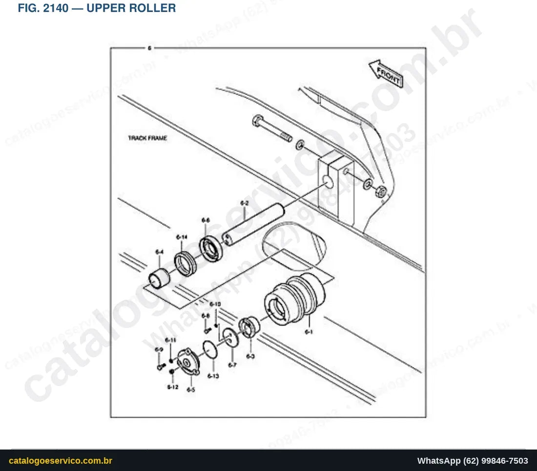 Vista explodida Upper Roller - Catálogo de Peças Doosan DX225LC