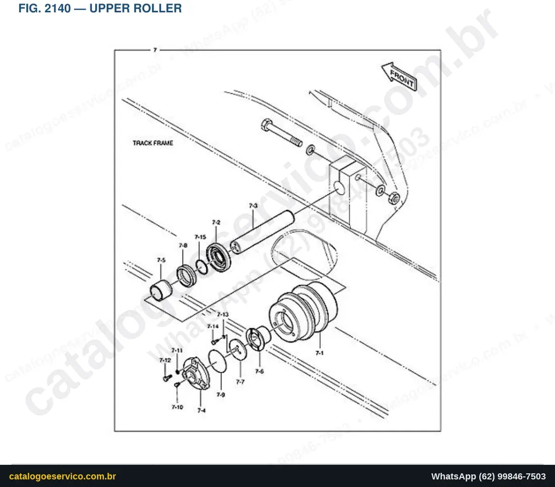 Vista explodida Upper Roller - Catálogo de Peças Doosan DX255LC