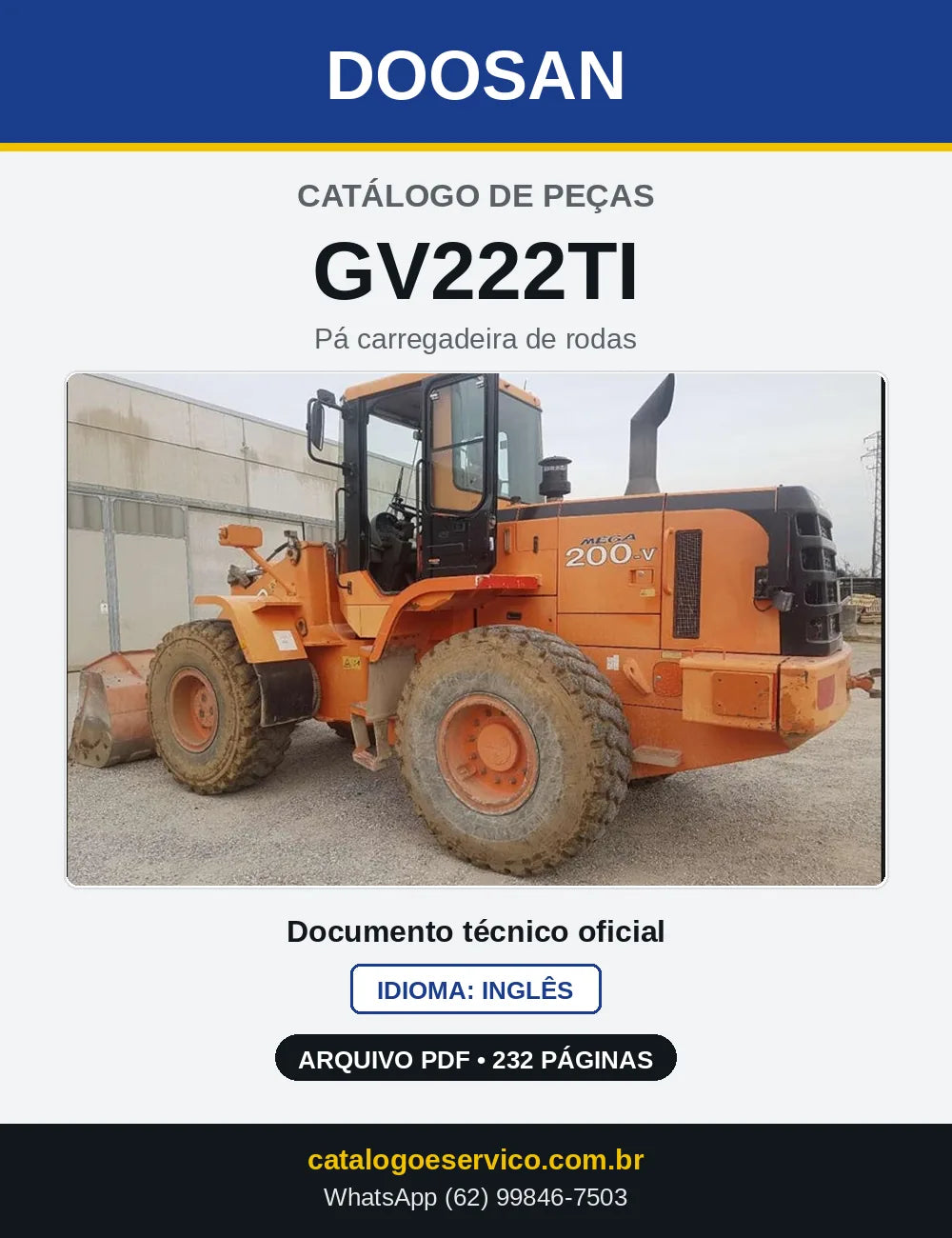 Capa do Catálogo de Peças Doosan GV222TI em PDF