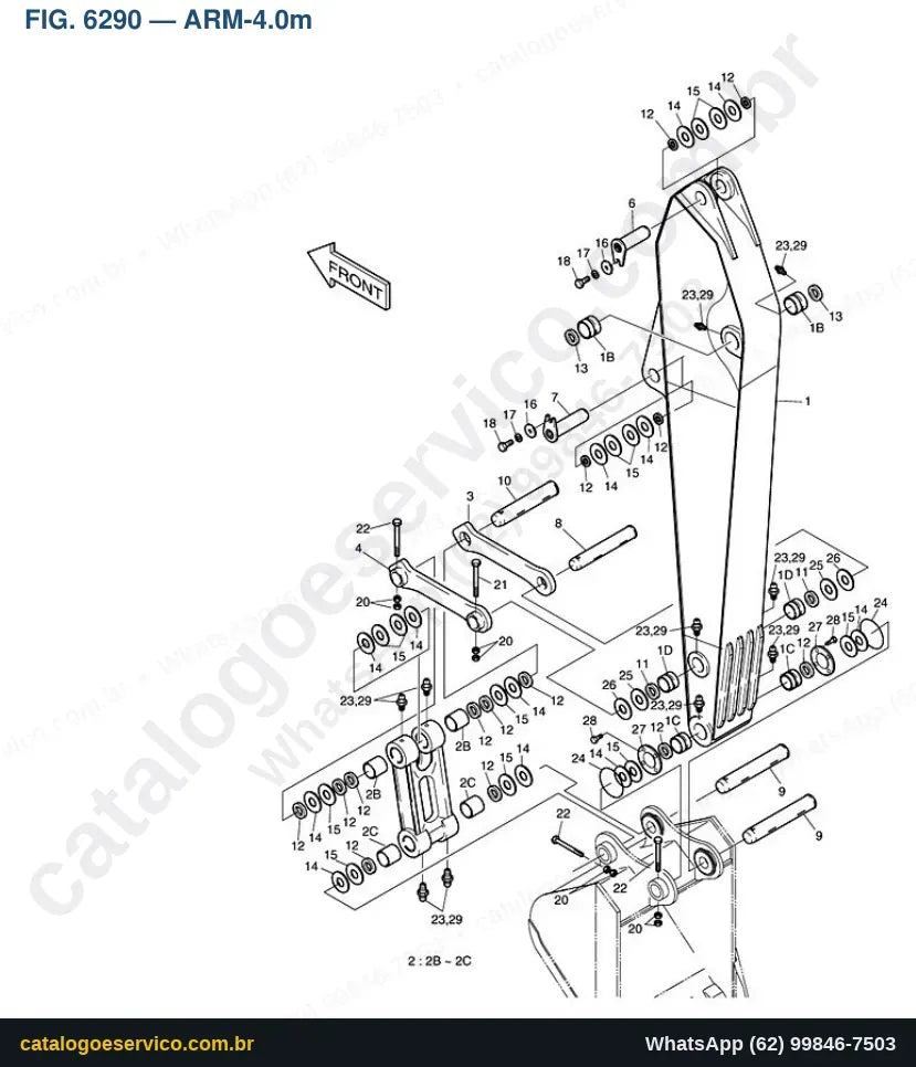 Vista explodida Arm-4.0M - Catálogo de Peças Doosan Solar 340LC-V