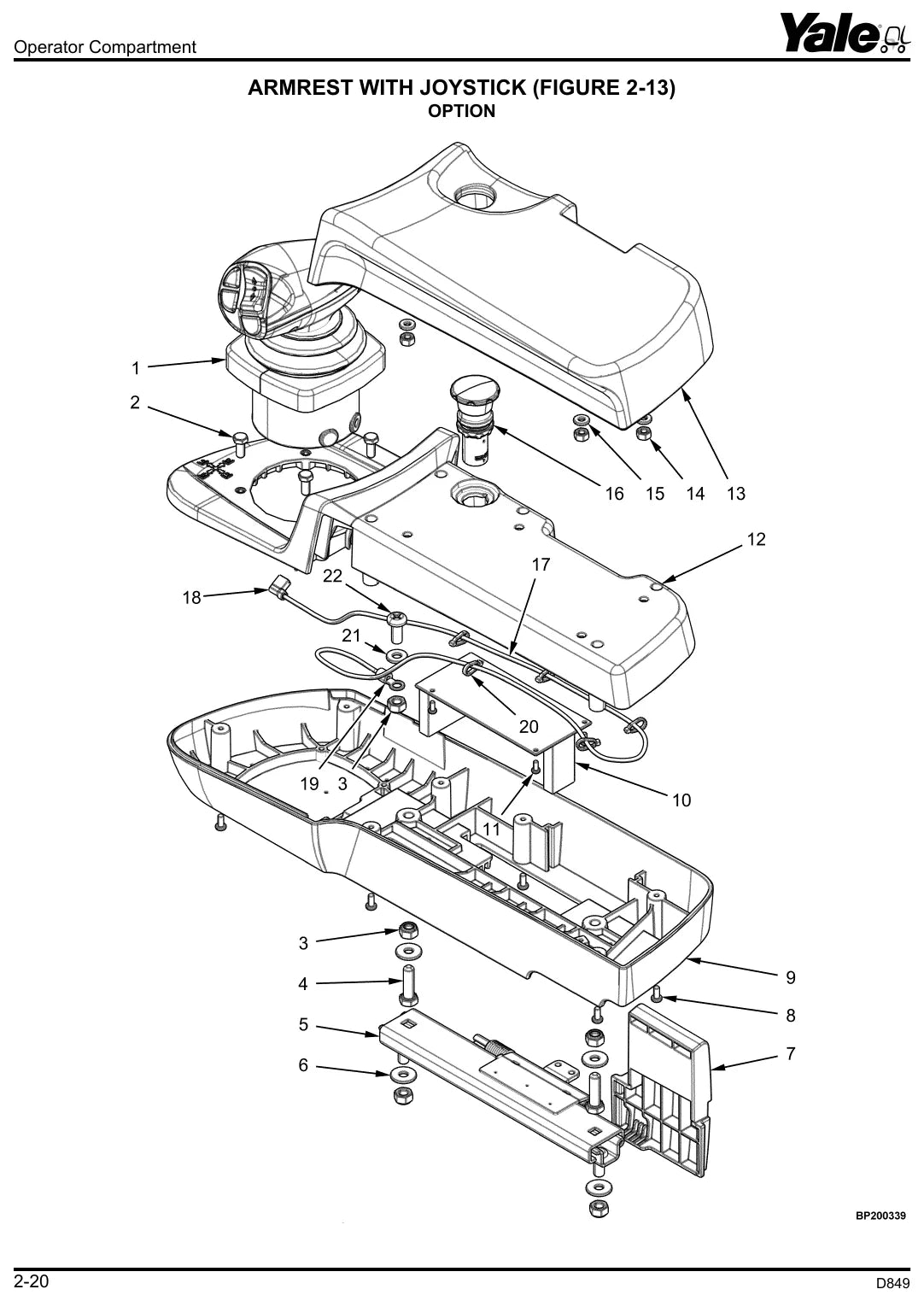 Página interna do Catálogo de Peças Yale MR14 a MR25 (D849) — Empilhadeira retrátil elétrica